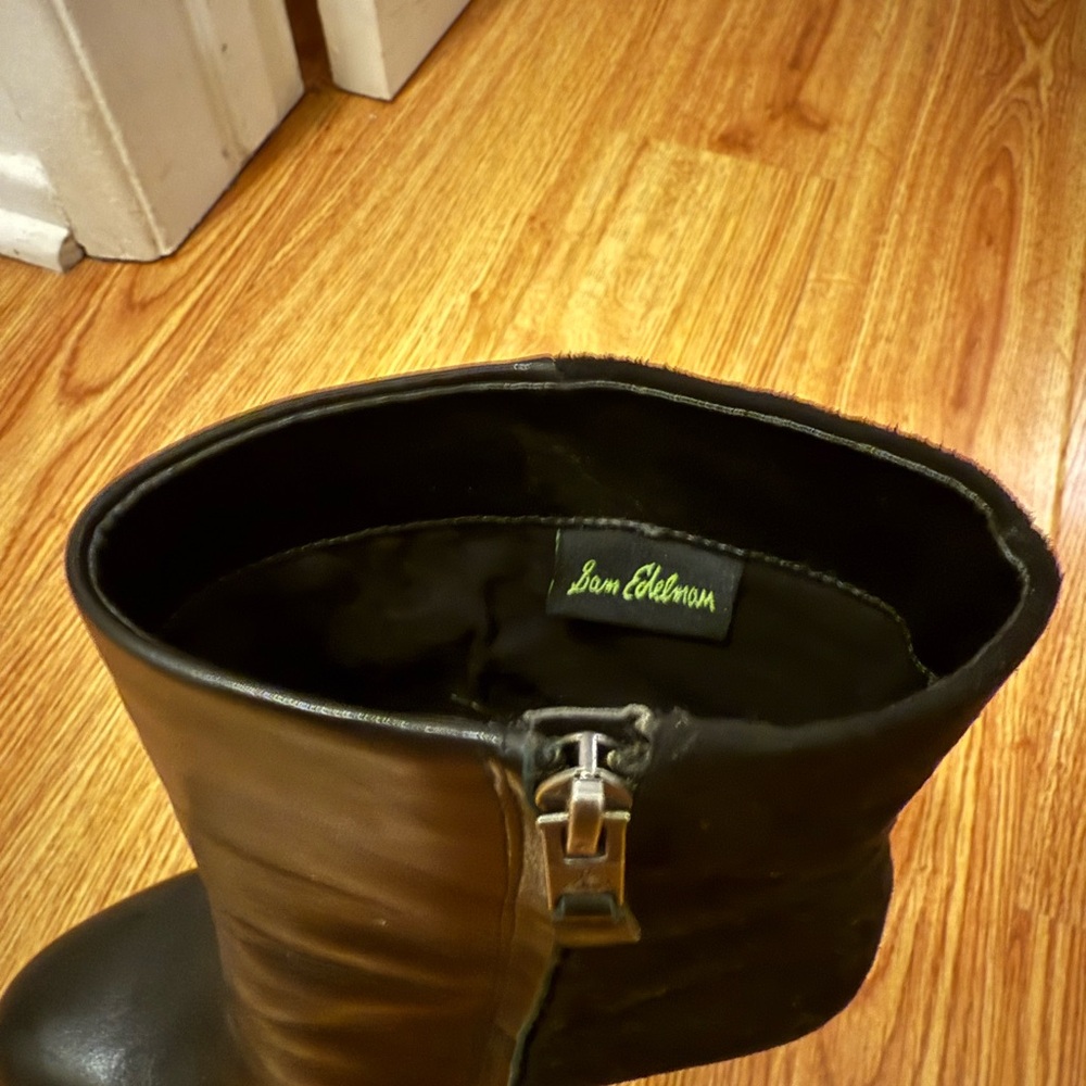 Sam Edelman Reyes Black Leather and Suede Ankle Boots - Picture 4 of 5